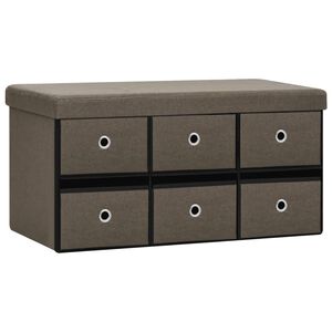 vidaXL Πτυσσόμενος Πάγκος Αποθήκευσης Καφέ 76x38x38 εκ. Συνθετικό Λινό