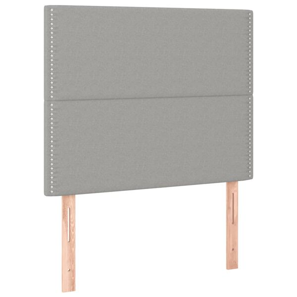 vidaXL Κεφαλάρι Κρεβατιού LED Ανοιχτό Γκρι 90x5x118/128 εκ. Υφασμάτινο