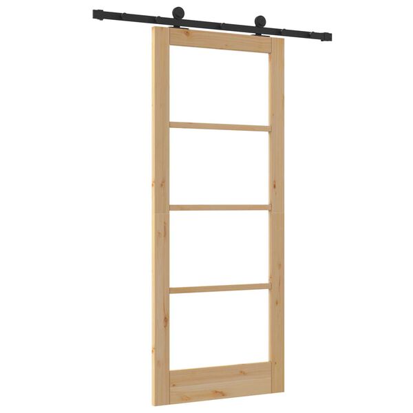 vidaXL Συρόμενη Πόρτα ORKDAL Καφέ 83 x 202 εκ. Ξύλο και μέταλλο