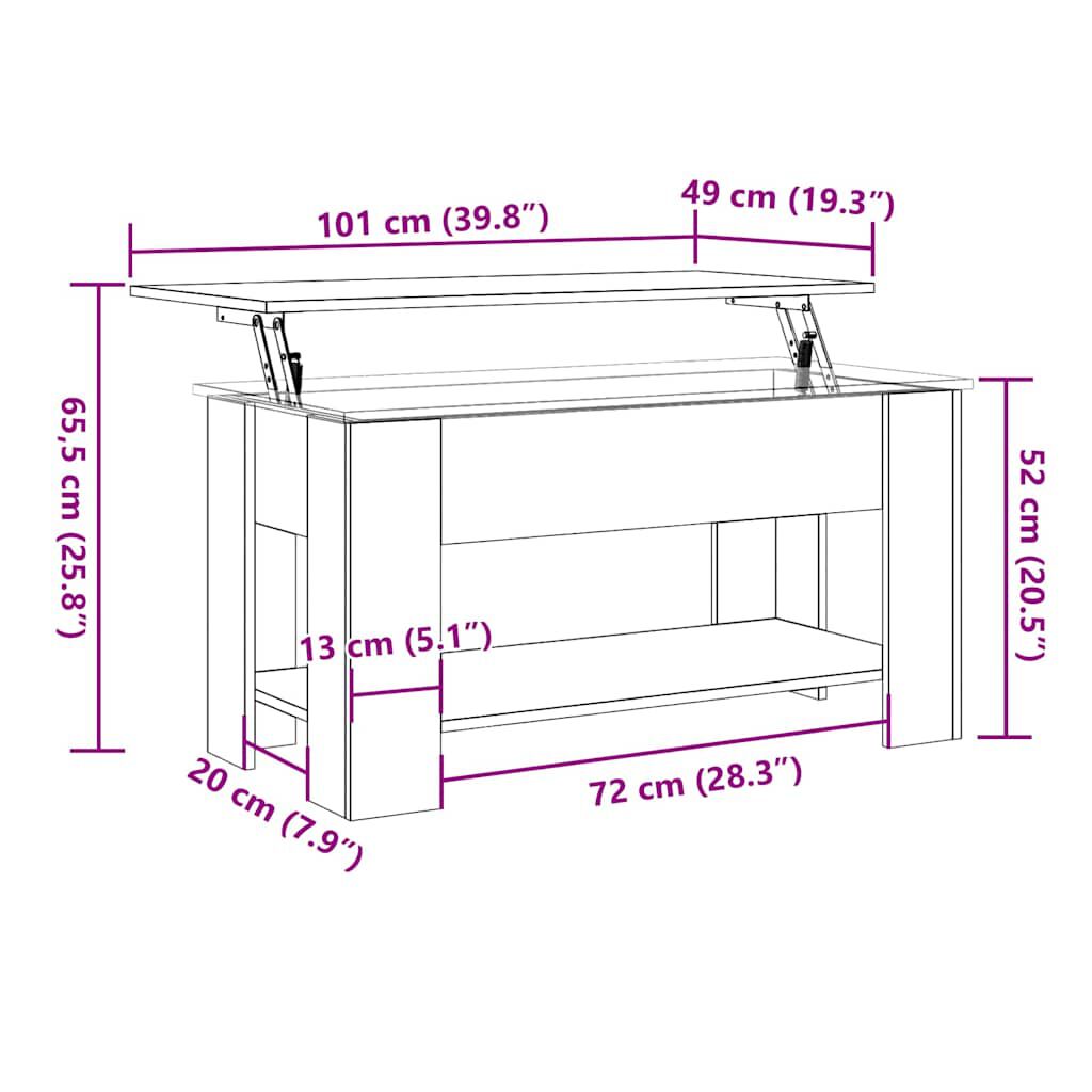 vidaXL Τραπεζάκι σαλονιού Παλιό ξύλο 101x49x52 cm Κατασκευασμένο ξύλο