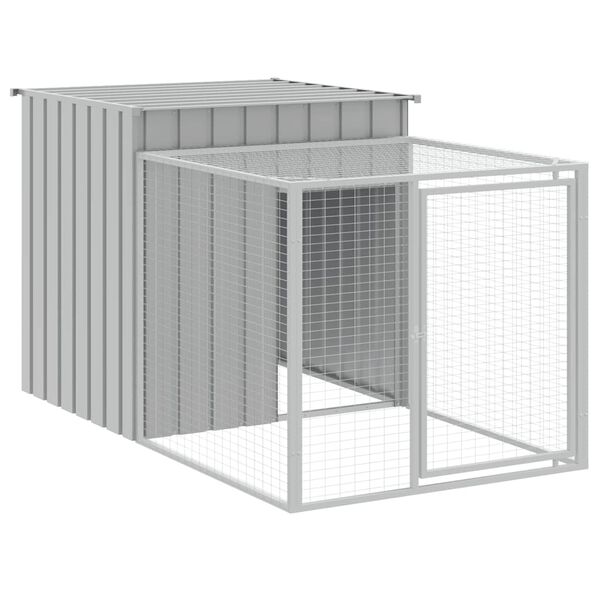 vidaXL Κλουβί για Κότες με Αυλή Αν. Γκρι 110x201x110εκ Γαλβαν. Χάλυβας