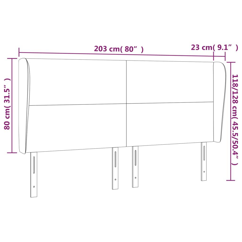 vidaXL Κεφαλάρι με Πτερύγια Κρεμ 203x23x118/128 εκ. Υφασμάτινο