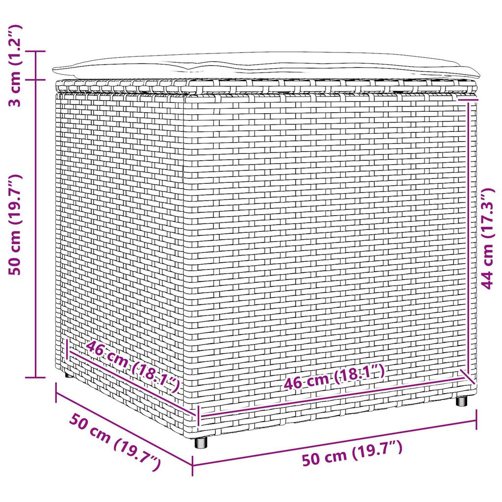 vidaXL Κουτί μαξιλαριών Μαύρο 50x50x50 εκ Πολυεστέρας
