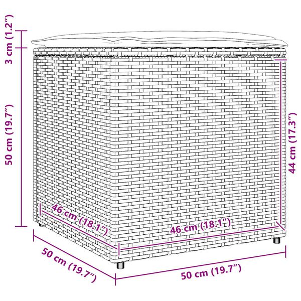 vidaXL Κουτί μαξιλαριών Μαύρο 50x50x50 εκ Πολυεστέρας