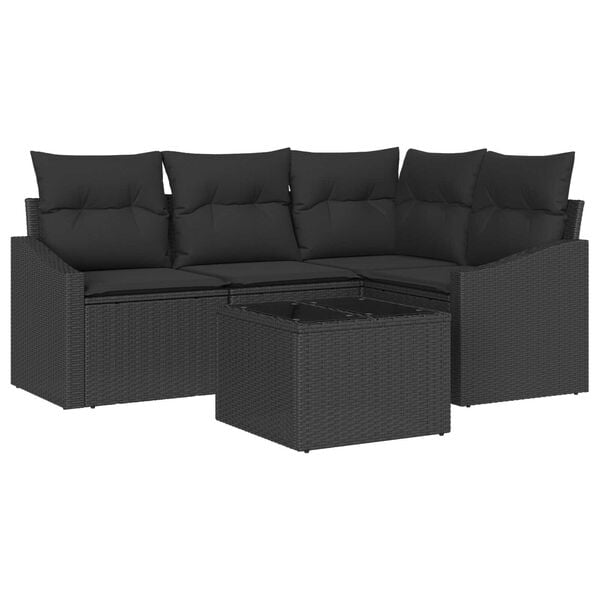 vidaXL Σετ Καναπέ Κήπου 5 pcs Μαύρο Πολυ ράταν