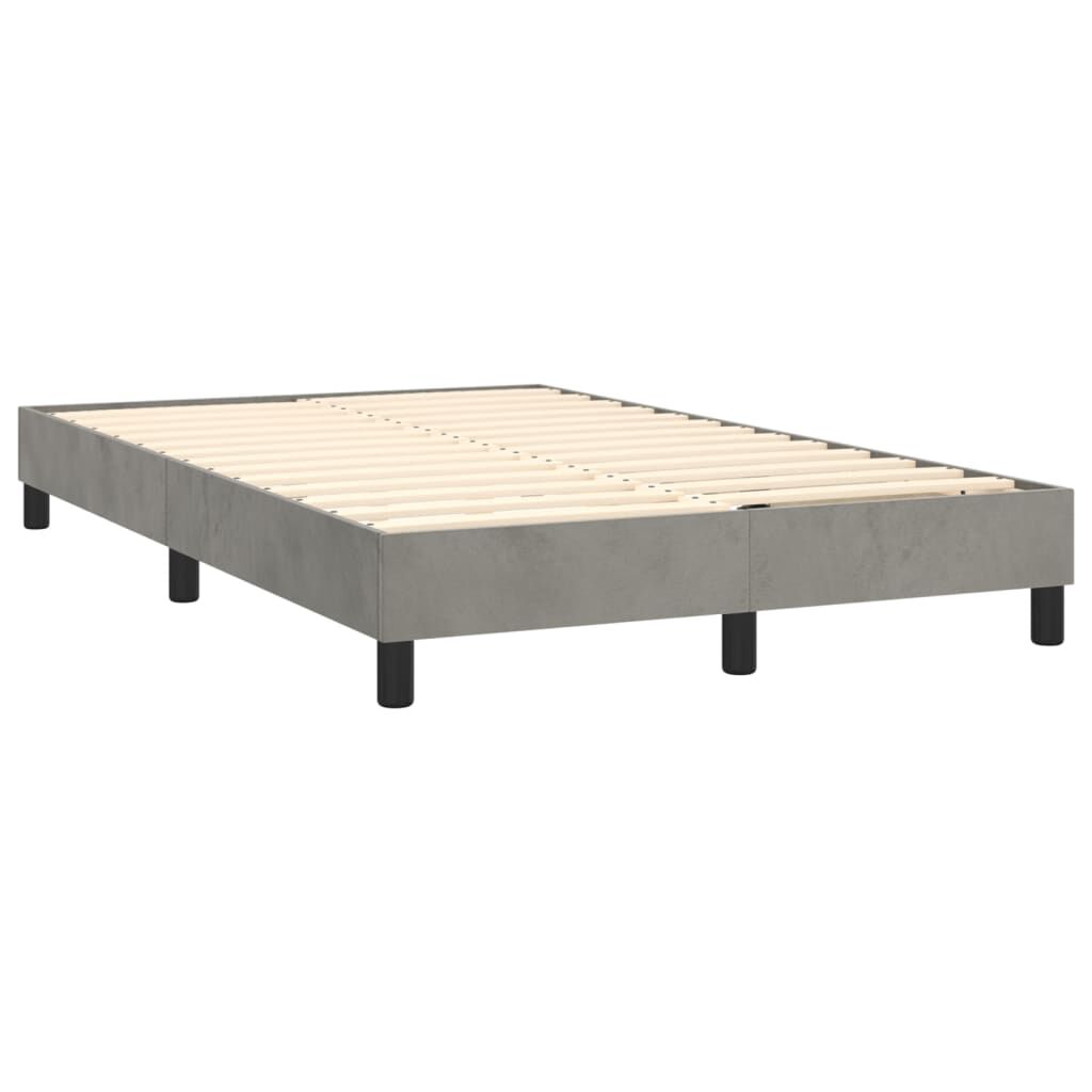 vidaXL Κρεβάτι Boxspring με Στρώμα & LED Αν.Γκρι 120x200 εκ. Βελούδινο