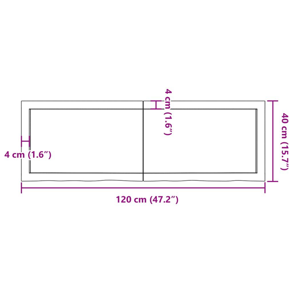 vidaXL Επιφ Τραπεζιού Αν Καφέ 120x40x(2-4)εκ. Επεξ. Μασίφ Ξύλο Δρυός