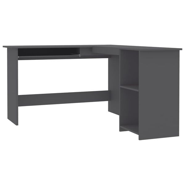 vidaXL Γραφείο Γωνιακό Γκρι 120 x 140 x 75 εκ. από Επεξ. Ξύλο