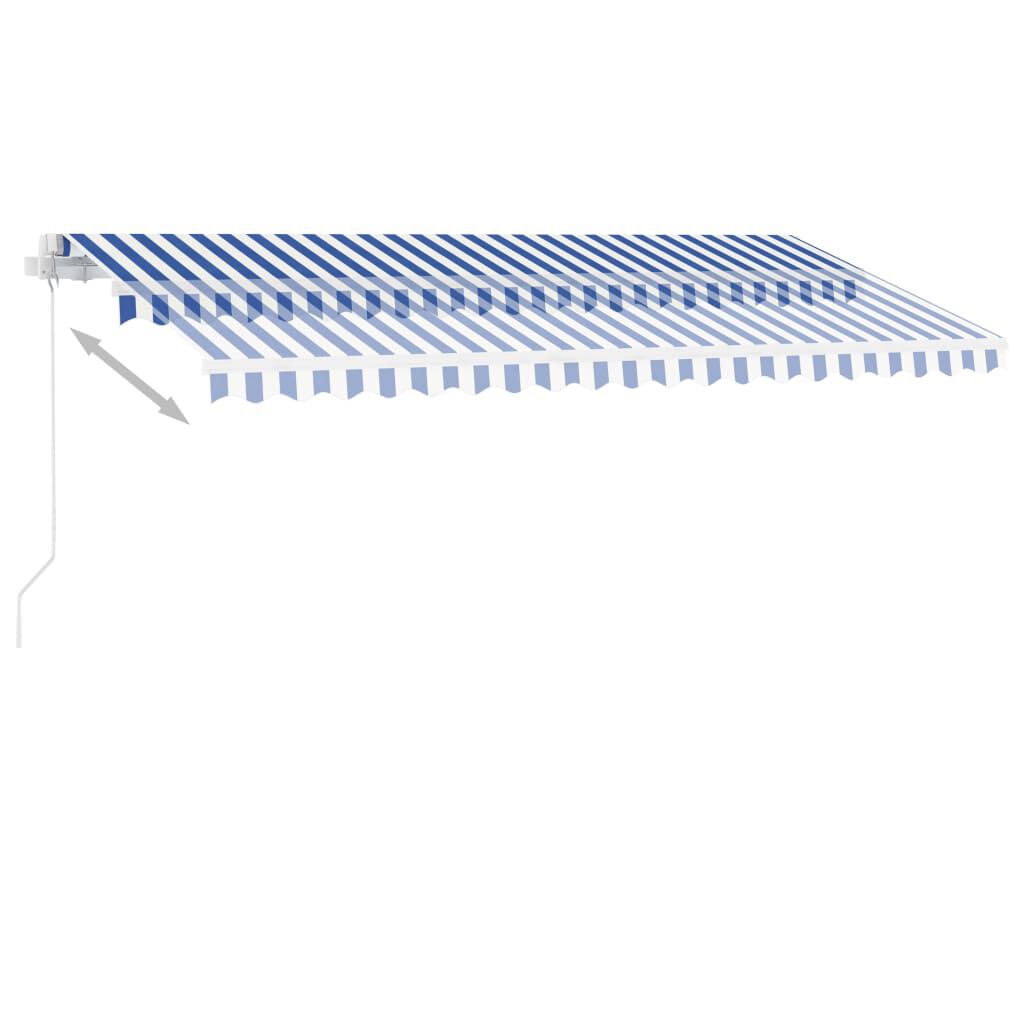 vidaXL Τέντα Συρόμενη Χειροκίνητη με LED Μπλε / Λευκό 450 x 300 εκ.