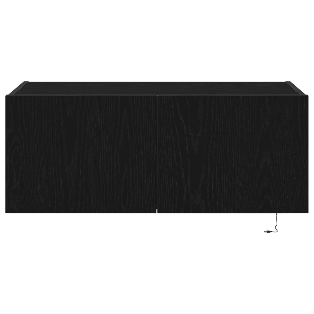 VidaXL Κάβας τηλεόρασης με LED φώτα Μαύρη Δρυς 80x35x31 εκ.