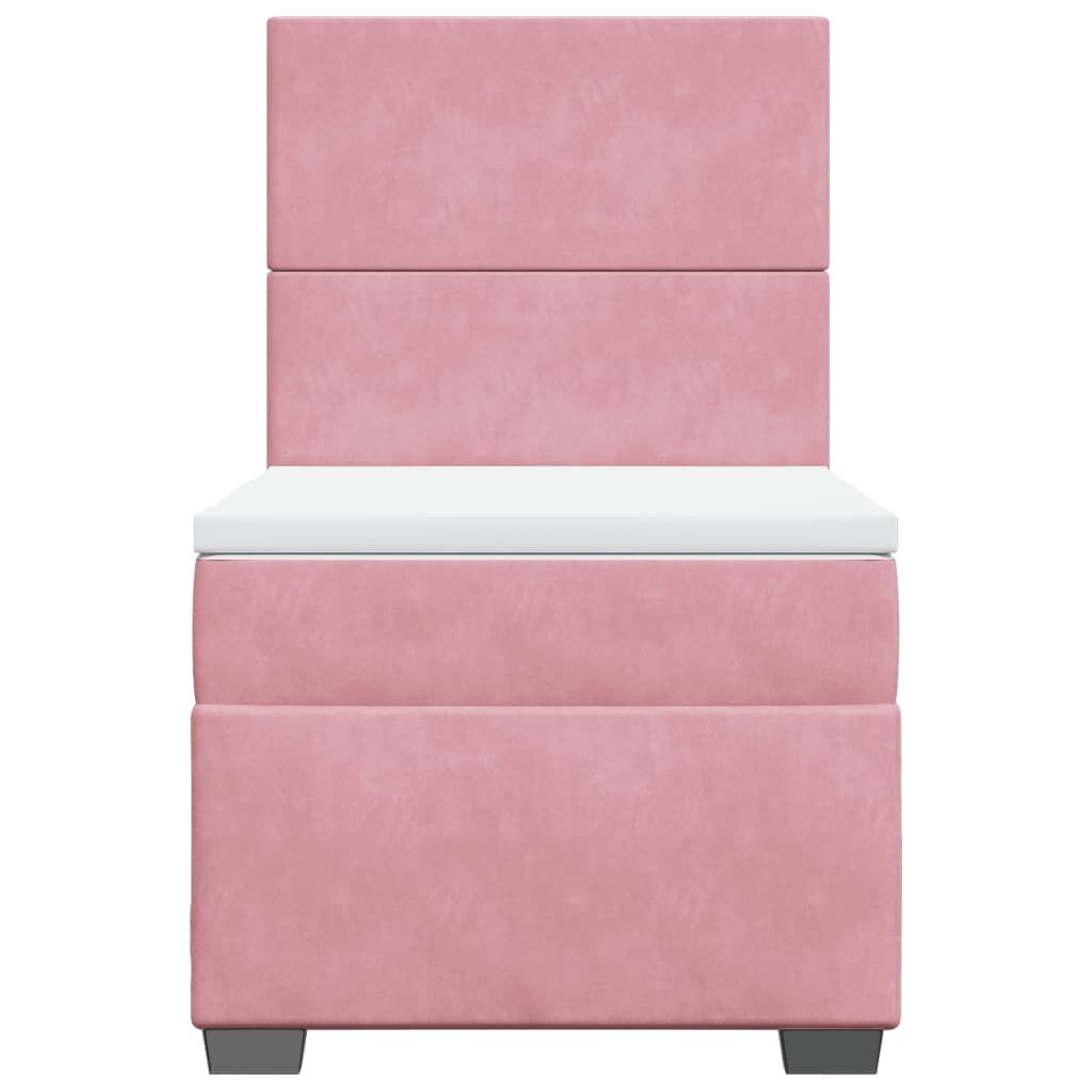 vidaXL Κρεβάτι Boxspring με Στρώμα Ροζ 90x190 εκ. Βελούδινο
