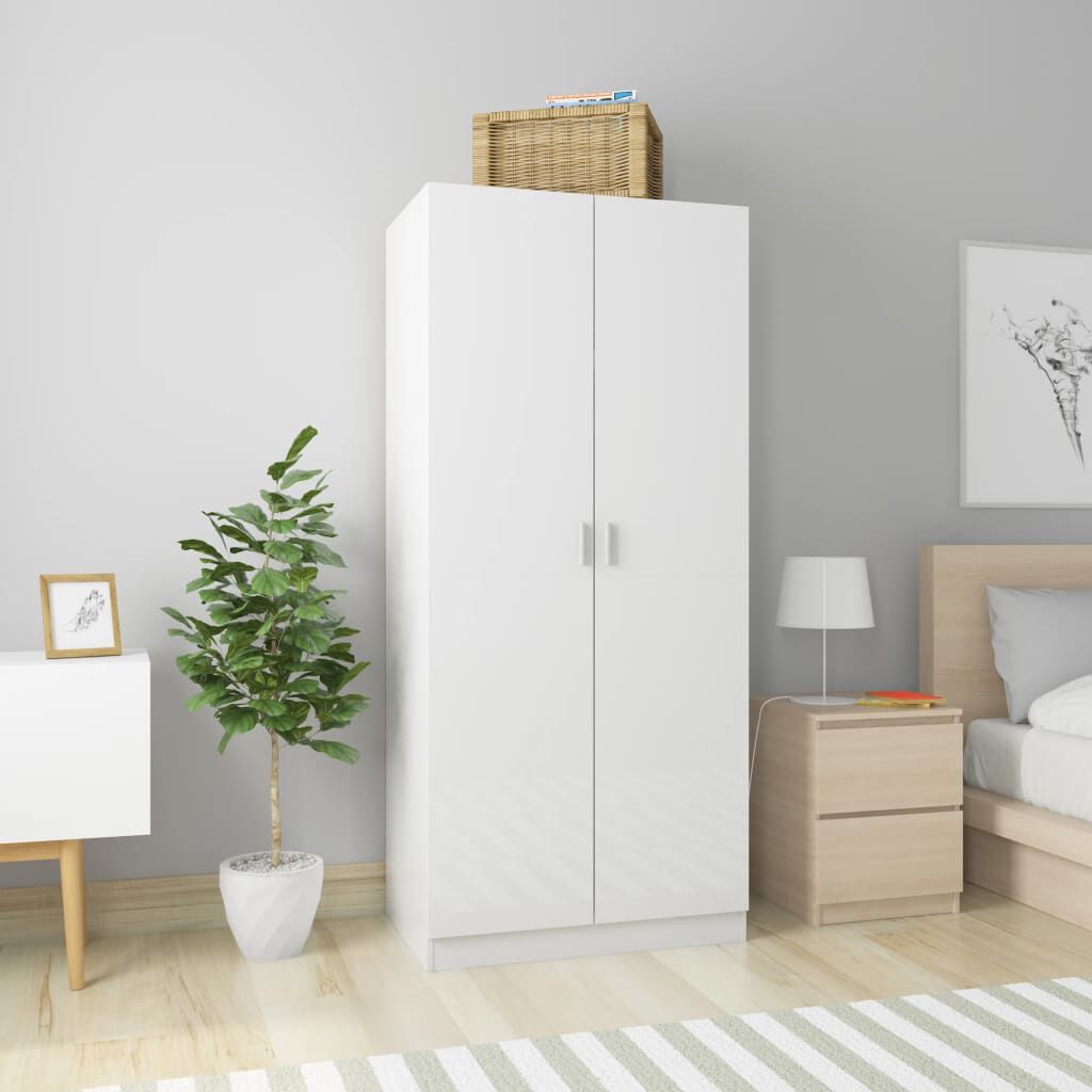 vidaXL Ντουλάπα Γυαλιστερό Λευκό 80 x 52 x 180 εκ. από Επεξ. Ξύλο