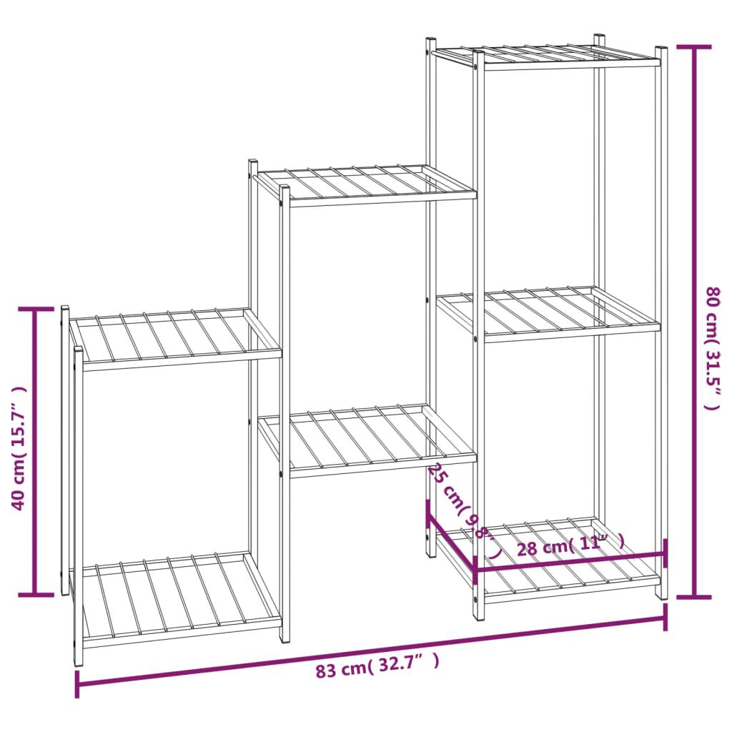 vidaXL Βάση Λουλουδιών Μαύρη 83 x 25 x 80 εκ. Σιδερένια