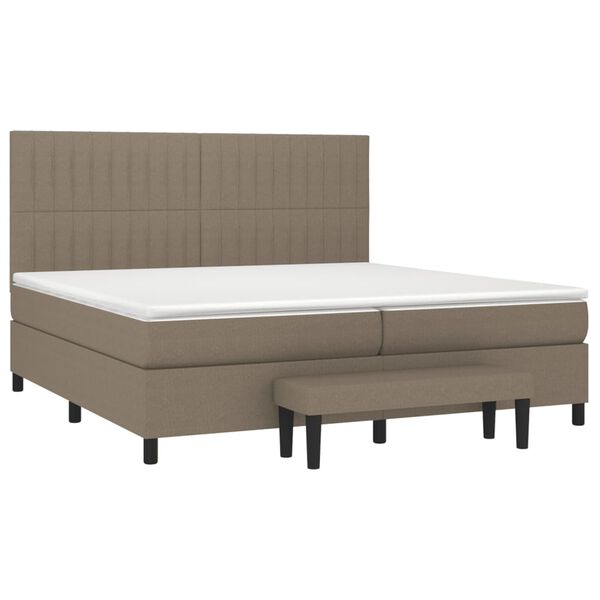 vidaXL Κρεβάτι Boxspring με Στρώμα Taupe 200x200 εκ. Υφασμάτινο