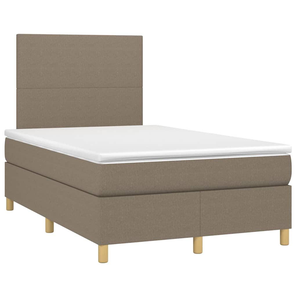 vidaXL Κρεβάτι Boxspring με Στρώμα & LED Taupe 120x190 εκ. Υφασμάτινο