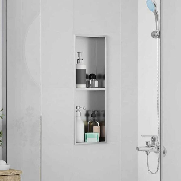 vidaXL Νίτσα Μπάνιου Ασημί 60 x 20 x 9.5 εκ Ανοξείδωτο ατσάλι