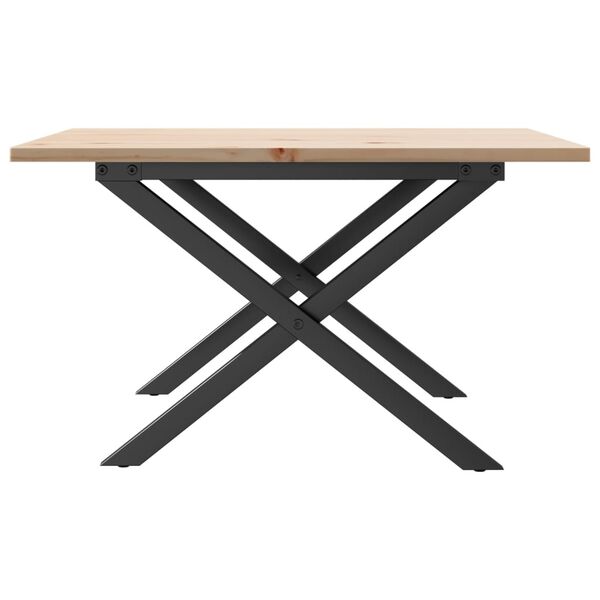 vidaXL Τραπεζάκι Σαλονιού Πλαίσιο X 60x60x40εκ Μασίφ Πεύκο/Ατσάλι