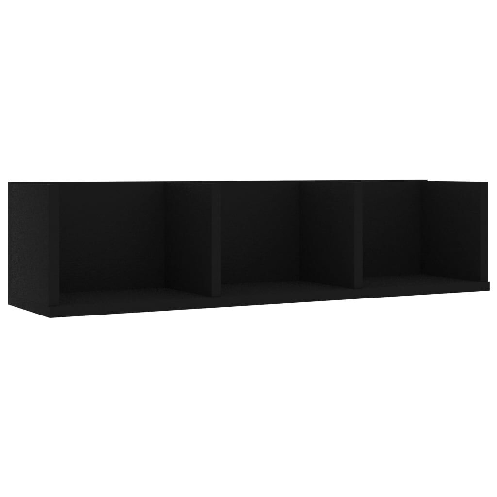 vidaXL Ράφι Τοίχου για CD Μαύρο 75 x 18 x 18 εκ. από Επεξ. Ξύλο
