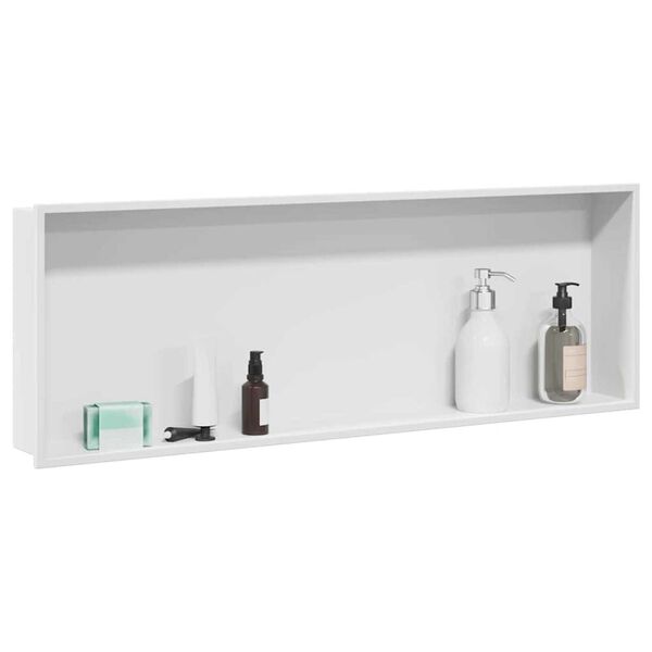 vidaXL Νίτσα Μπάνιου Λευκό 90 x 30 x 9.5 εκ. Ανοξείδωτο ατσάλι