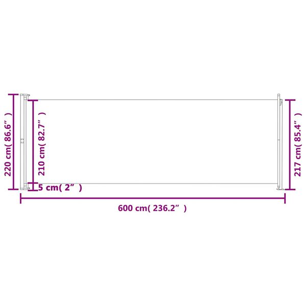 vidaXL Σκίαστρο Πλαϊνό Συρόμενο Βεράντας Γκρι 220 x 600 εκ.