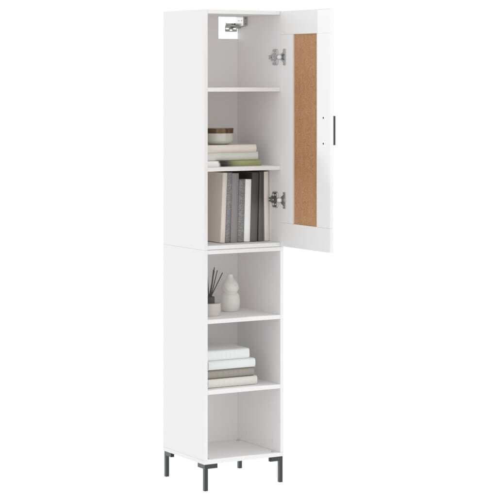 vidaXL Ντουλάπι Γυαλ. Λευκό 34,5 x 34 x 180 εκ. από Επεξεργασμένο Ξύλο
