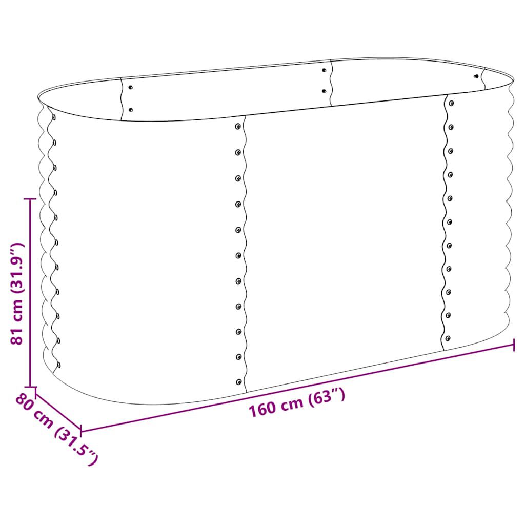 vidaXL Ζαρντινιέρα Υπερυψωμένη Ασημί 160x80x81 εκ. Γαλβανισμ. Χάλυβας