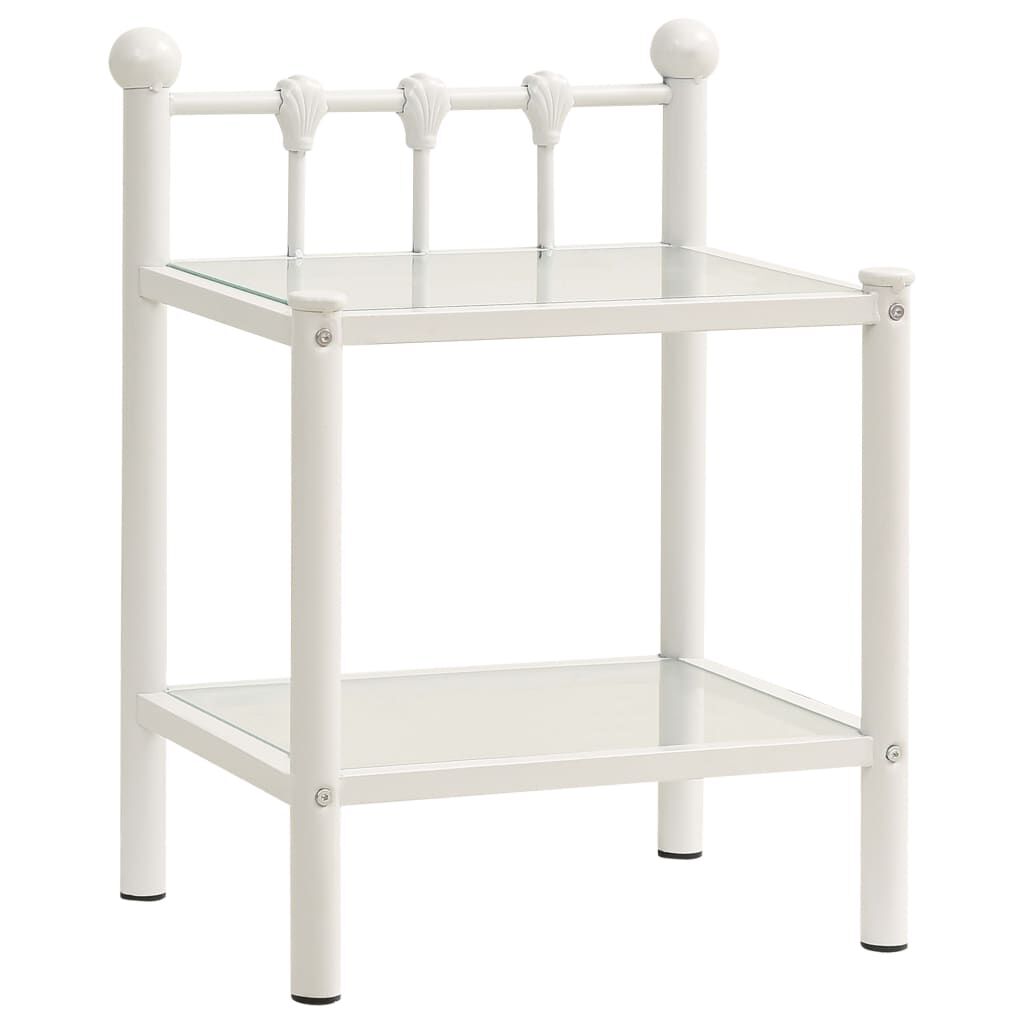 vidaXL Κομοδίνο Λευκό και Διαφανές 45x34,5x60,5εκ. από Μέταλλο & Γυαλί