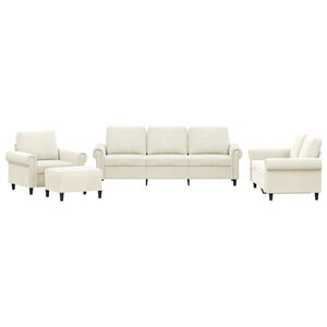 vidaXL Πολυθρόνες Σετ 4 Τεμαχίων Κρεμ από Βελούδο με Μαξιλάρια