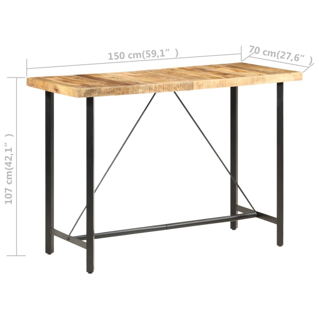 vidaXL Τραπέζι Μπαρ 150 x 70 x 107 εκ. Ακατέργαστο Ξύλο Μάνγκο