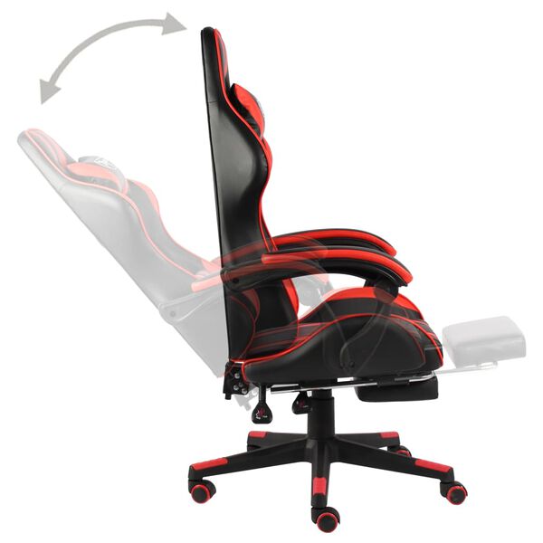 vidaXL Καρέκλα Racing με Υποπόδιο Μαύρο / Κόκκινο από Συνθετικό Δέρμα