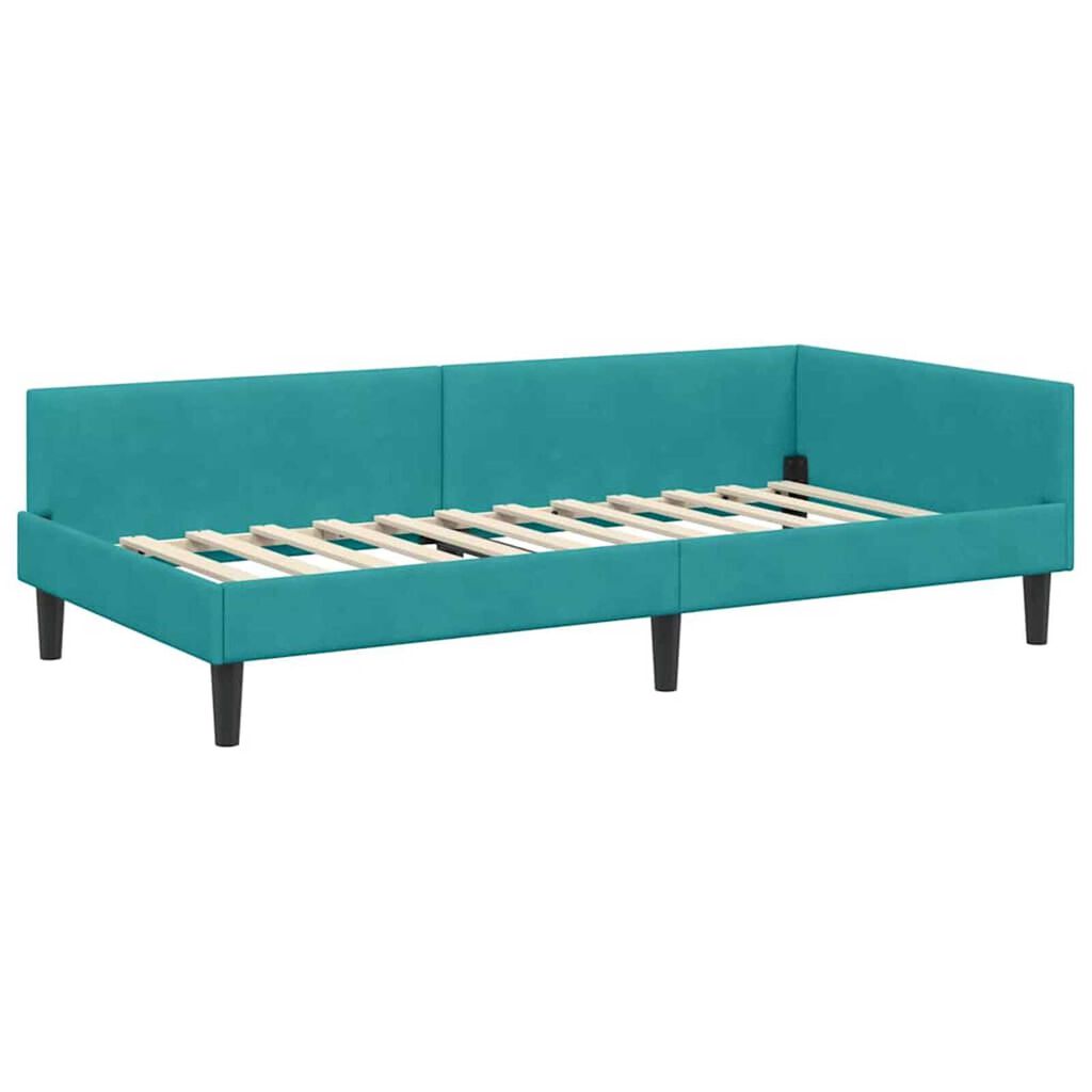 vidaXL Πλαϊνό Κρεβάτι Τιρκουάζ 80 x 200 cm Βελούδο και Στιβαρή ξυλεία