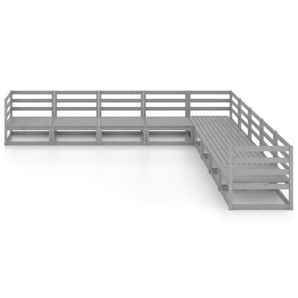 vidaXL Σαλόνι Κήπου Σετ 9 Τεμαχίων Γκρι από Μασίφ Ξύλο Πεύκου