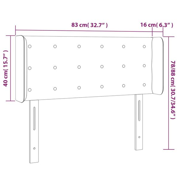 vidaXL Κεφαλάρι Κρεβατιού LED Μπλε 83x16x78/88 εκ. Υφασμάτινο