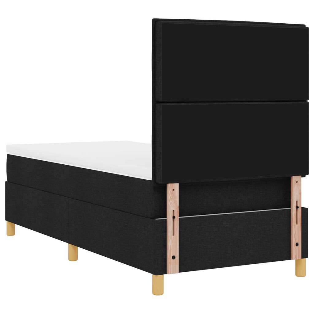 vidaXL Κρεβάτι Box Spring με Στρώμα και LED Μαύρο 80x200 cm Ύφασμα