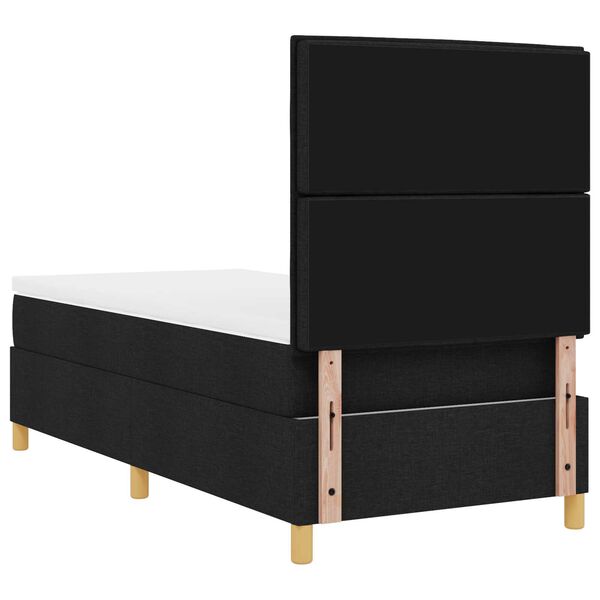 vidaXL Κρεβάτι Box Spring με Στρώμα και LED Μαύρο 80x200 cm Ύφασμα