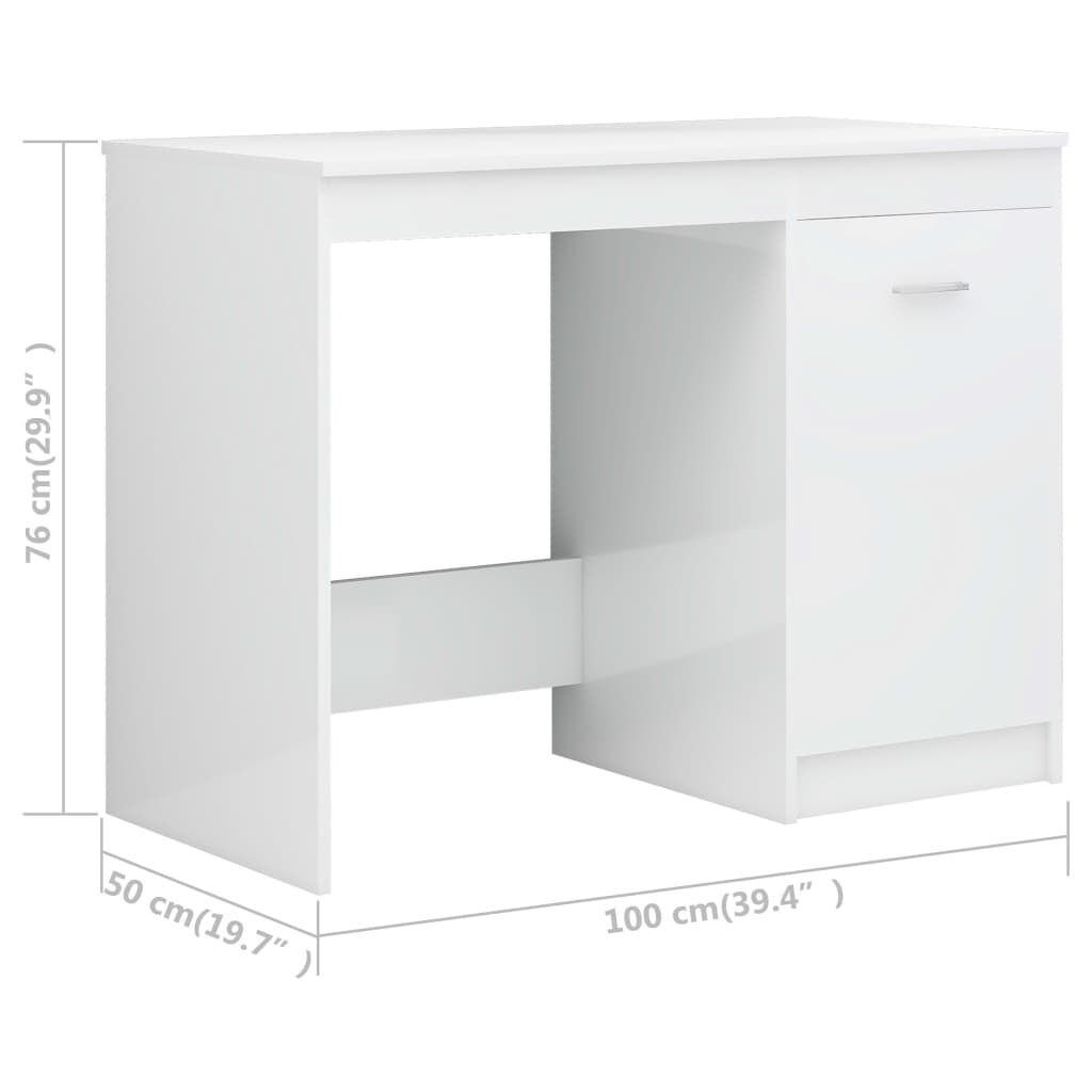 vidaXL Γραφείο Γυαλιστερό Λευκό 140 x 50 x 76 εκ. από Επεξ. Ξύλο
