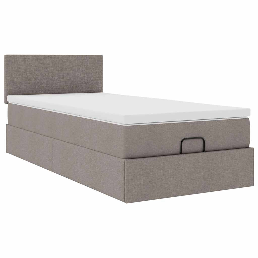 vidaXL Οθωμανικό κρεβάτι με στρώμα Taupe 100x200cm ύφασμα