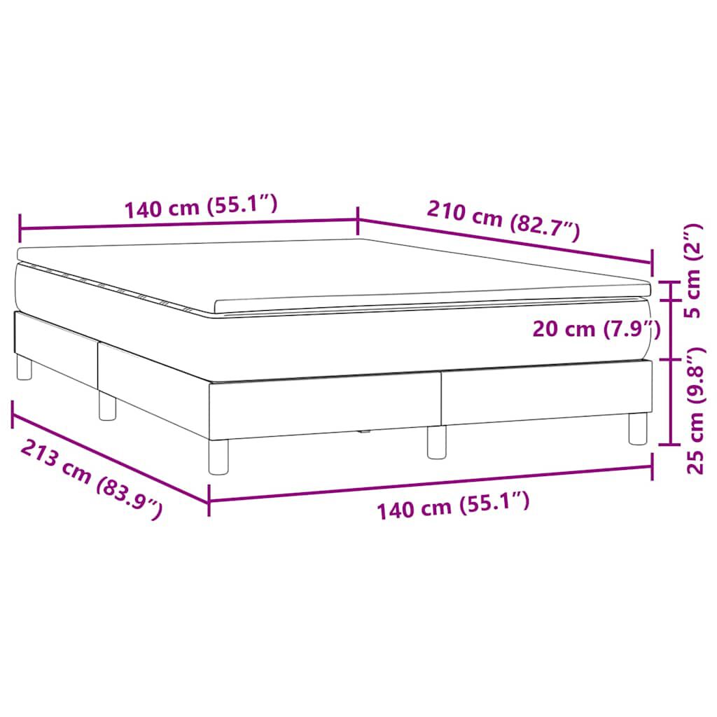 vidaXL Κρεβάτι Boxspring με Στρώμα Σκούρο Γκρι 140x210 εκ. Βελούδινο