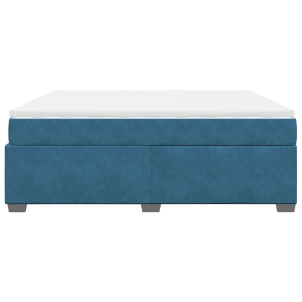 vidaXL Κρεβάτι Boxspring με Στρώμα Σκούρο Μπλε 180x200 εκ. Βελούδινο