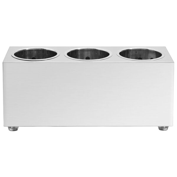 vidaXL Βάση για Μαχαιροπίρουνα 3 Θέσεων Ορθογώνια από Ανοξ. Ατσάλι