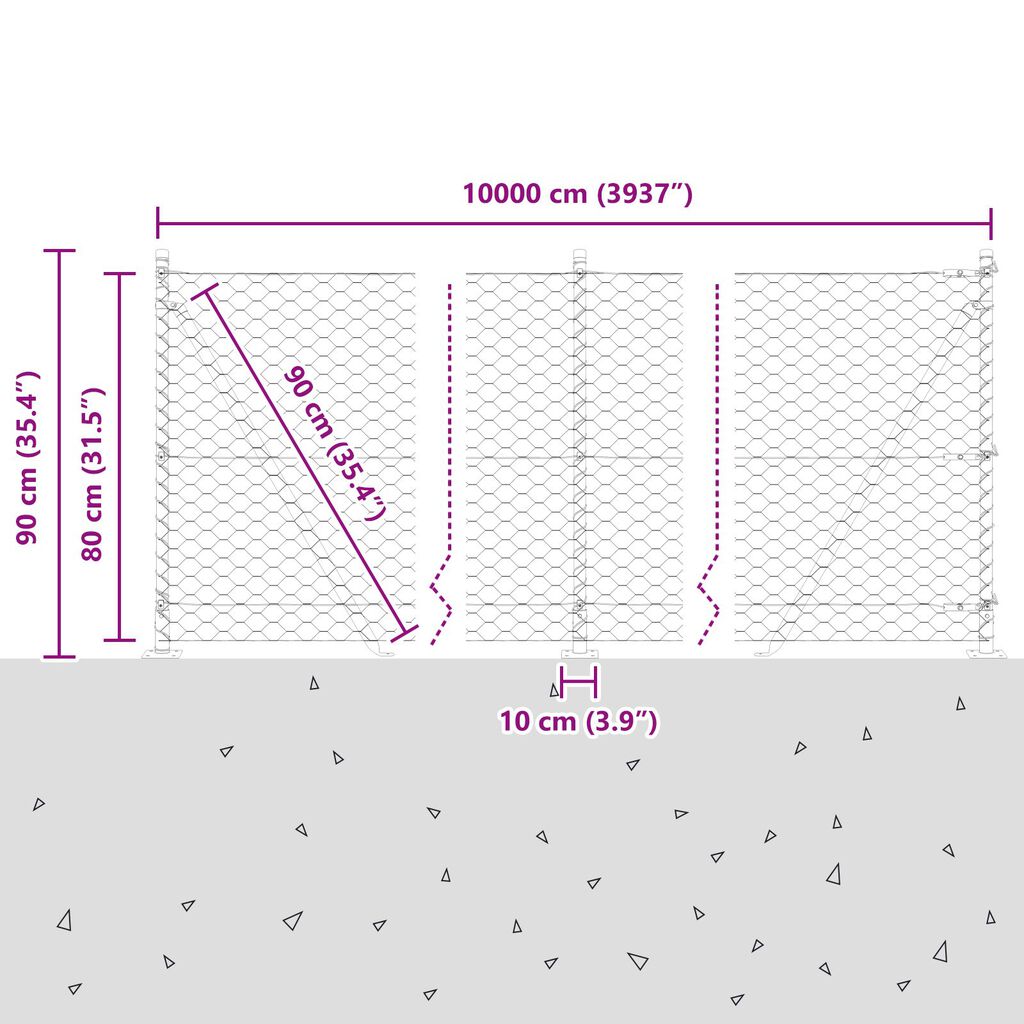 Φράχτης Εξαγωνικός vidaXL Πράσινος 0.8x100 m Ατσάλι