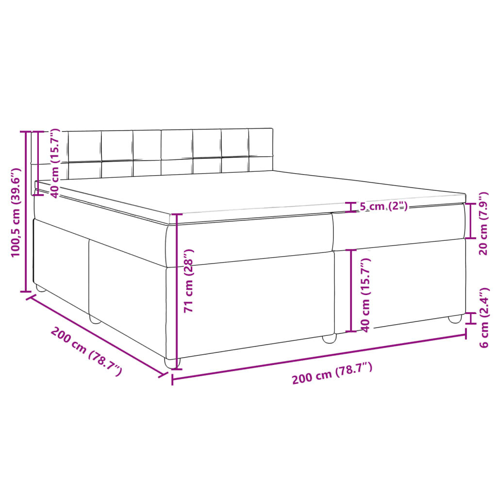 vidaXL Κρεβάτι Boxspring με Στρώμα Σκούρο Καφέ 200x200 εκ. Υφασμάτινο