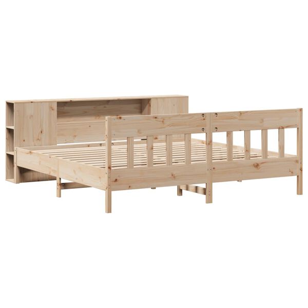 vidaXL Κρεβάτι Βιβλιοθήκη Χωρίς Στρώμα 200x200 εκ Μασίφ Ξύλο Πεύκου