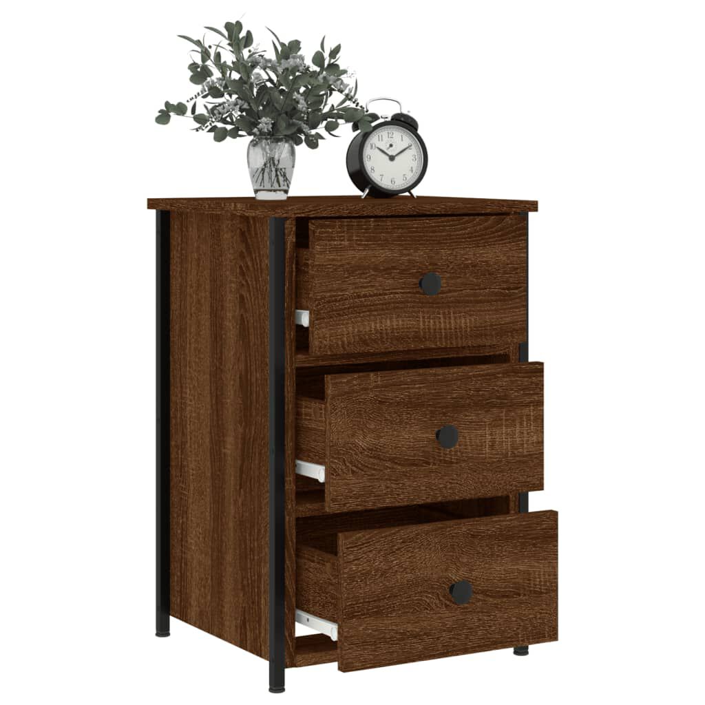 vidaXL Κομοδίνα 2 τεμ. Καφέ Δρυς 40x36x60 εκ. από Επεξεργασμένο Ξύλο