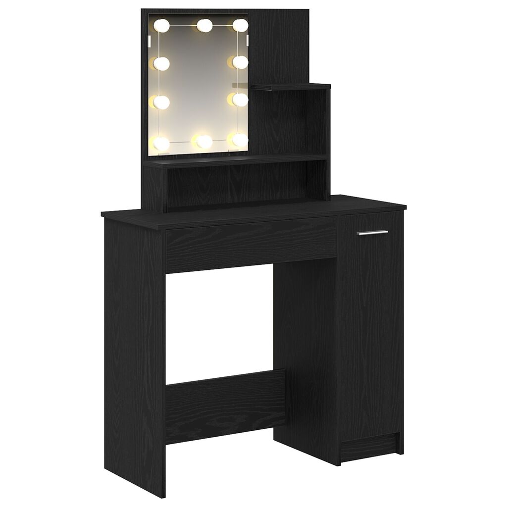 vidaXL LED Καθρέφτης Μακιγιάζ σε Μαύρη Δρυ - 86.5 x 35 x 136 εκ
