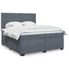 vidaXL Κρεβάτι Boxspring με Στρώμα Σκούρο Γκρι 200x200 εκ. Βελούδινο