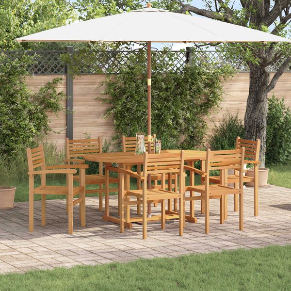 vidaXL Σέτ φαγητού για κήπο 7 pcs Καστανό Μασίφ ξύλο teak