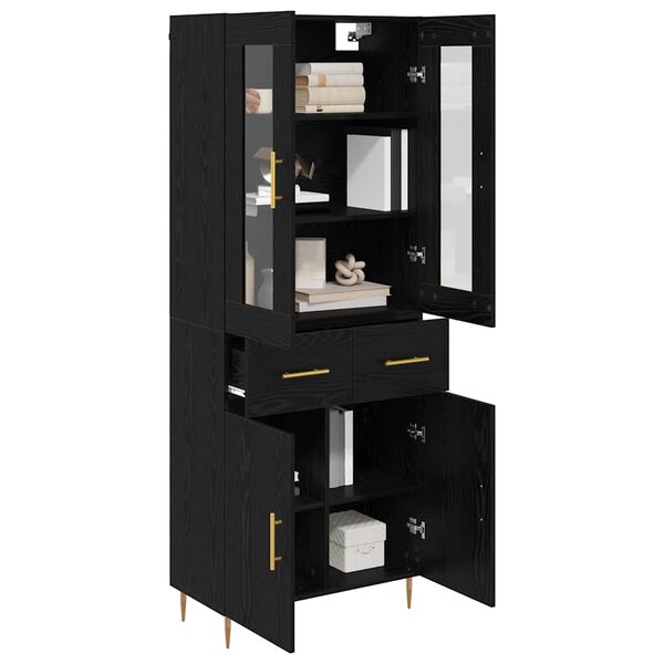 vidaXL Highboard &mu;&epsilon; &sigma;&upsilon;&rho;&tau;ά&rho;&iota; 2 pcs &Mu;&alpha;ύ&rho;&eta; &Omicron;&xi;&upsilon;ά &Epsilon;&pi;&epsilon;&xi;&epsilon;&rho;&gamma;&alpha;&sigma;&mu;έ&nu;&omicron; &xi;ύ&lambda;&omicron;