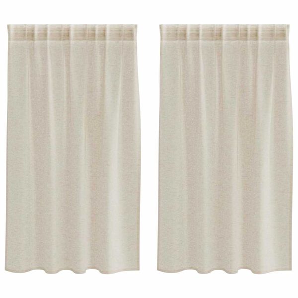 vidaXL Κουρτίνες με κουρτίνες 2 pcs Άμμος 140x140εκ Πολυεστέρας