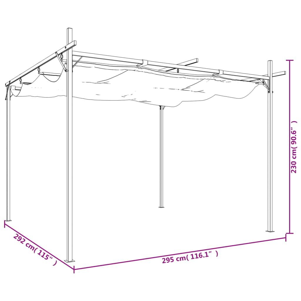 vidaXL Πέργκολα με Πτυσσόμενη Οροφή Taupe 295 x 292 x 230 εκ.